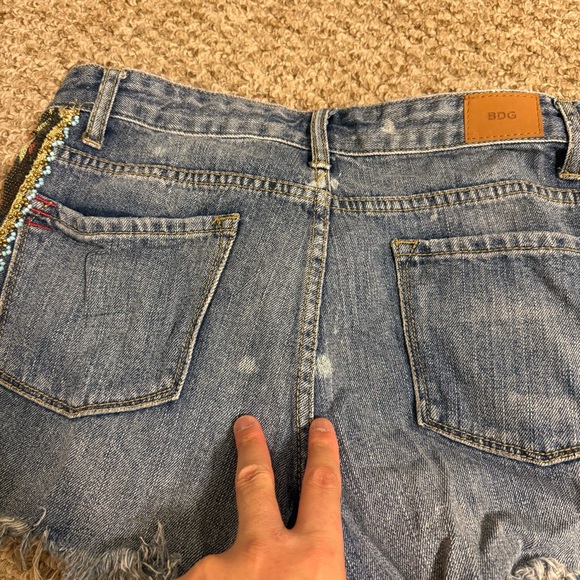 Urban Outfitters BDG Beaded Studded Y2K Distressed Jean Short Size 26 Festival - Picture 6 of 10